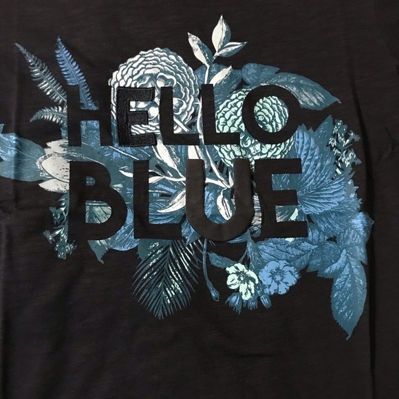 Hello Blue Men's Printed Cotton T-Shirt with Raw Hem, Blue, Small - Picture 3 of 7